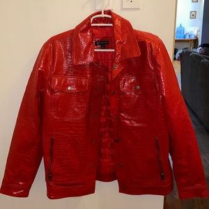 Men’s I.N.C red faux gator motorcycle jacket